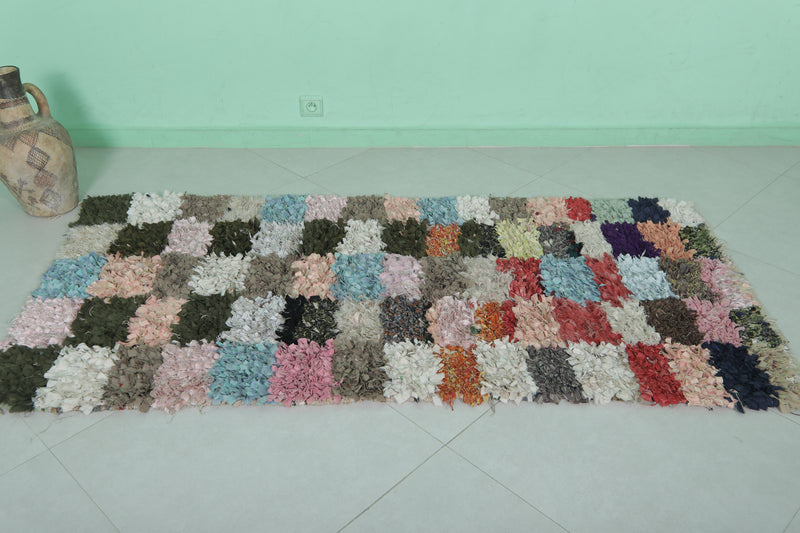 Colorful Handmade Boucherouite Rug – 3 x 6.5 Feet