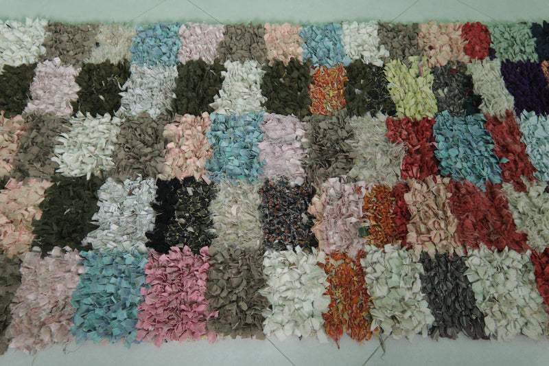 Colorful Handmade Boucherouite Rug – 3 x 6.5 Feet