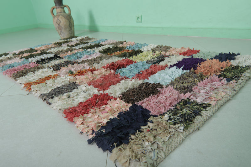 Colorful Handmade Boucherouite Rug – 3 x 6.5 Feet