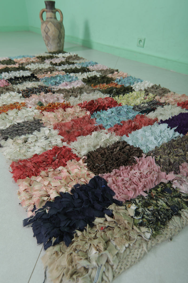 Colorful Handmade Boucherouite Rug – 3 x 6.5 Feet