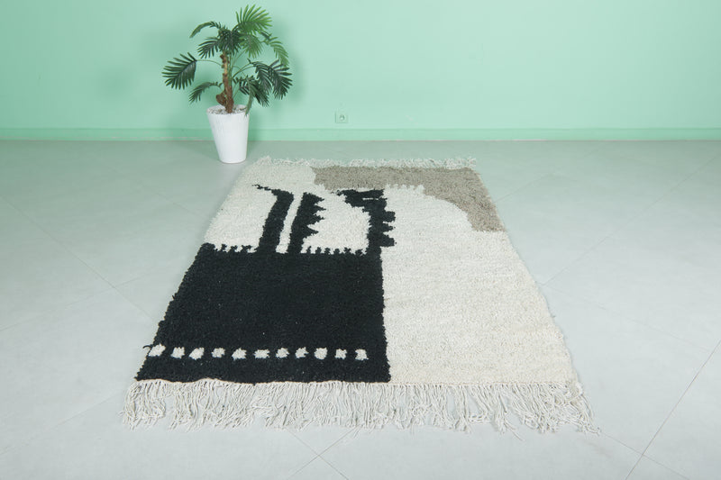 Beni Ourain Rug 4.5 FT × 6.3 FT - Handmade Wool Rug