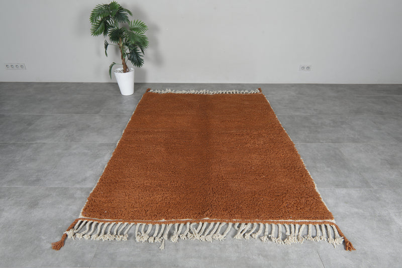 Brown moroccan rug 5.2 x 6.9 ft Beni ourain rug - 