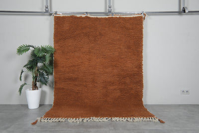 Brown moroccan rug 5.2 x 6.9 ft Beni ourain rug - 