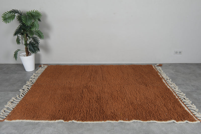 Brown moroccan rug 5.2 x 6.9 ft Beni ourain rug - 