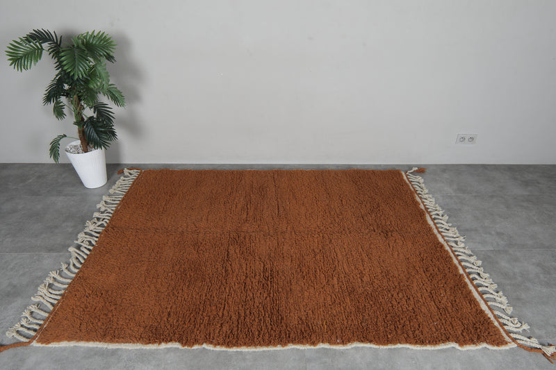 Brown moroccan rug 5.2 x 6.9 ft Beni ourain rug - 