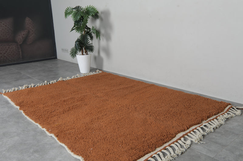 Brown moroccan rug 5.2 x 6.9 ft Beni ourain rug - 