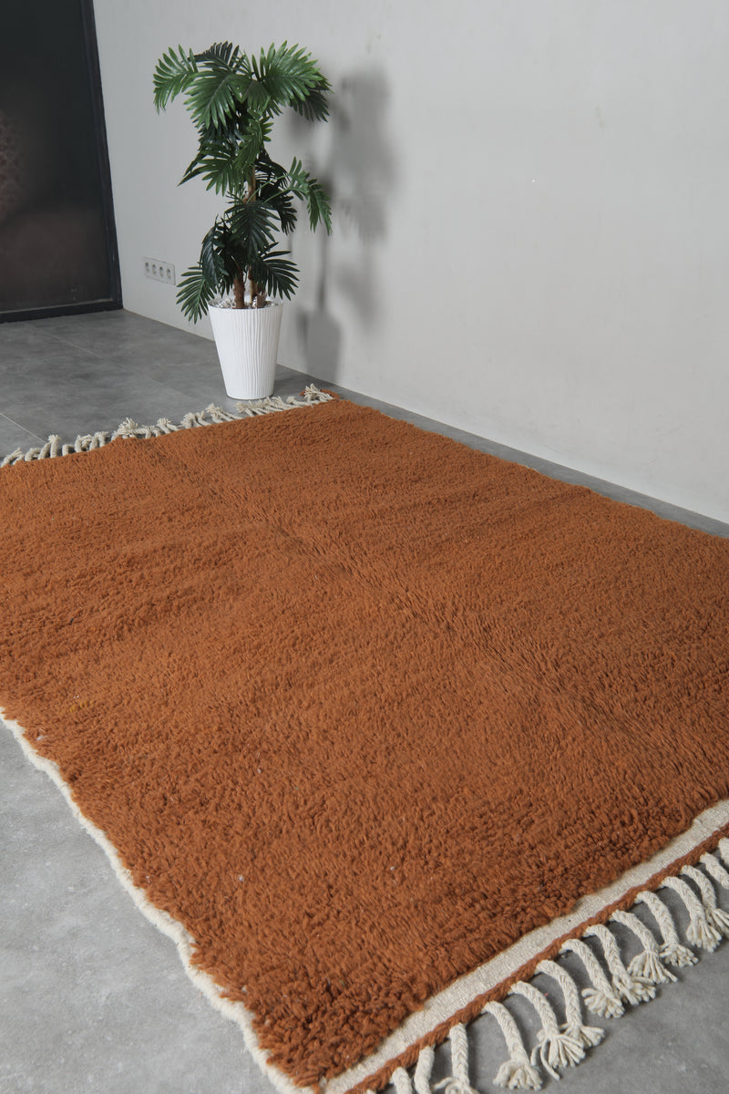 Brown moroccan rug 5.2 x 6.9 ft Beni ourain rug - 