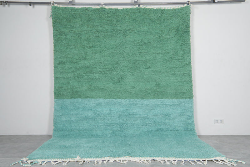 Soft Aqua Blue and Green Moroccan Rug 7.8 X 10.4 FT - 