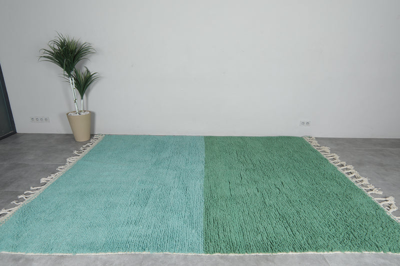 Soft Aqua Blue and Green Moroccan Rug 7.8 X 10.4 FT - 