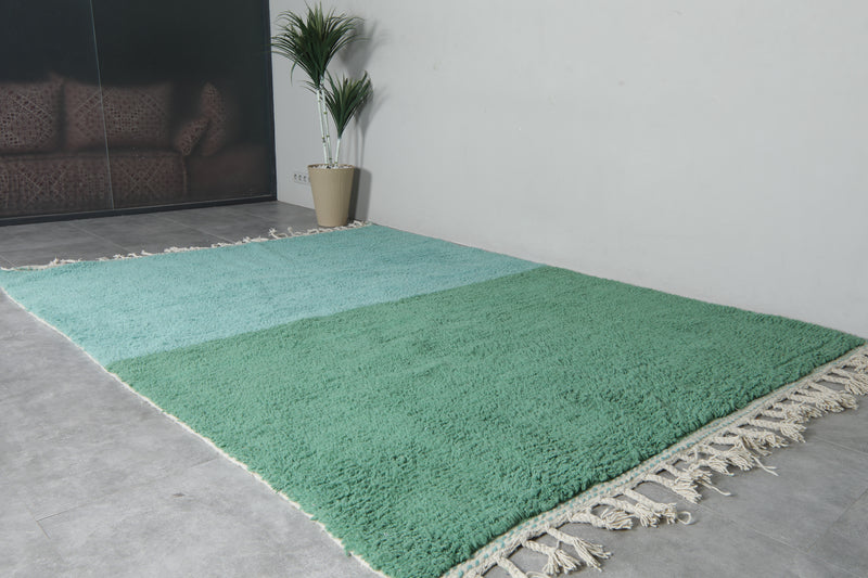 Soft Aqua Blue and Green Moroccan Rug 7.8 X 10.4 FT - 