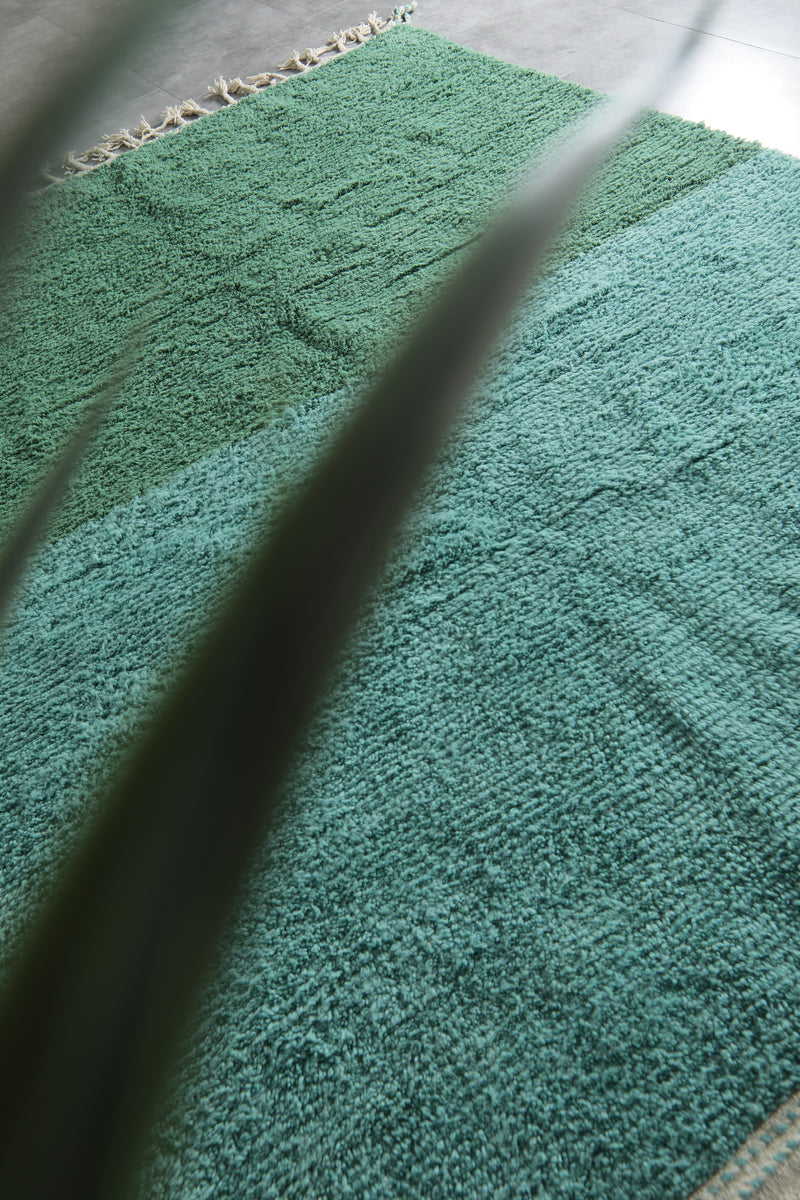 Soft Aqua Blue and Green Moroccan Rug 7.8 X 10.4 FT - 