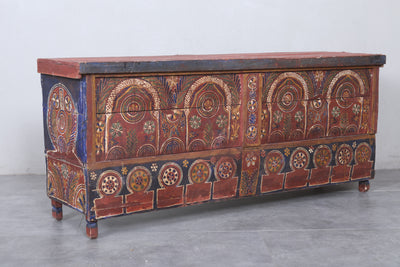 Vintage Moroccan chest  H 22  inches x W 51.5 inches x D 13.7 inches - wood chest