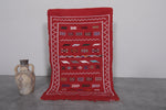 Red vintage handwoven kilim rug 3.1 FT X 5 FT