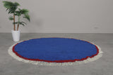 Round Moroccan wool - custom rounded rug - Blue rug