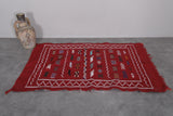 Red vintage handwoven kilim rug 3.1 FT X 5 FT