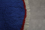 Round Moroccan wool - custom rounded rug - Blue rug