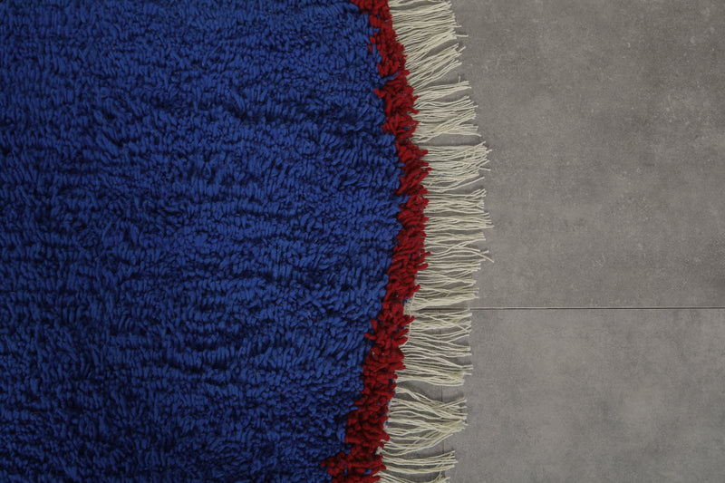 Round Moroccan wool - custom rounded rug - Blue rug