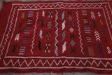 Red vintage handwoven kilim rug 3.1 FT X 5 FT