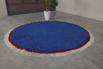 Round Moroccan wool - custom rounded rug - Blue rug