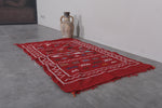 Red vintage handwoven kilim rug 3.1 FT X 5 FT