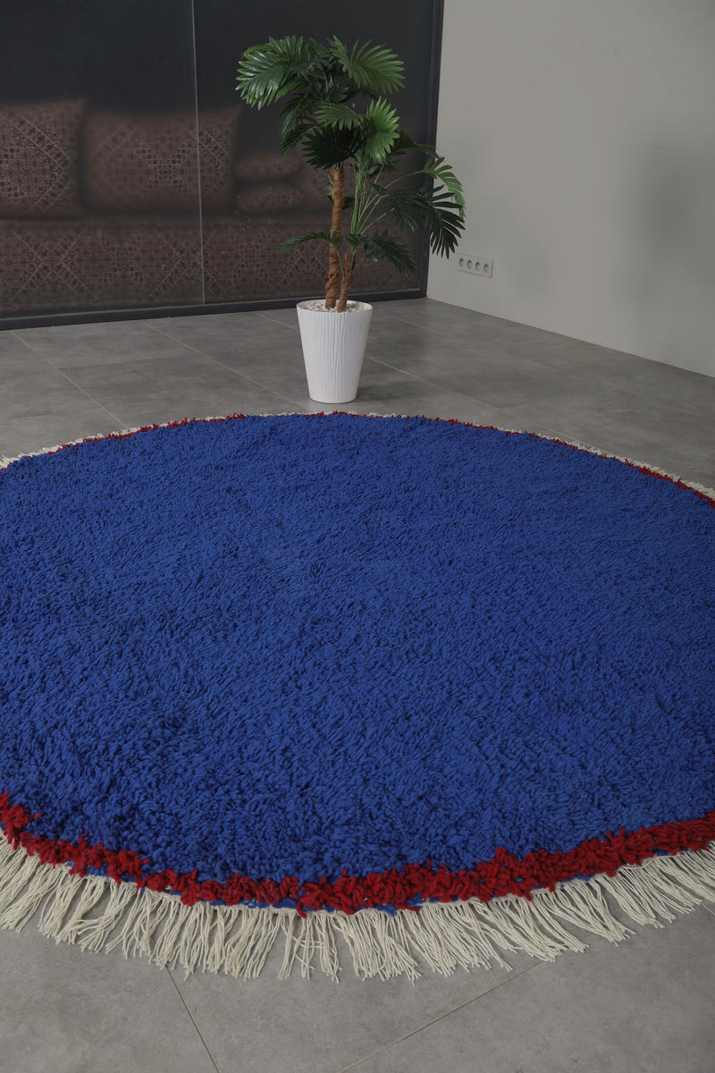 Round Moroccan wool - custom rounded rug - Blue rug