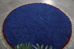 Round Moroccan wool - custom rounded rug - Blue rug