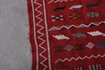 Red vintage handwoven kilim rug 3.1 FT X 5 FT