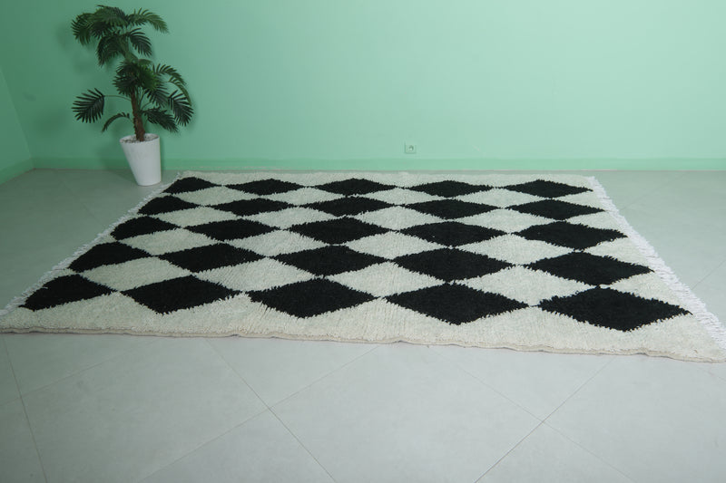 Moroccan Beni Ourain Rug - Black & White Diamonds | 6.2 x 9.1 Feet