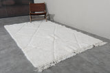 Luxurious Moroccan Rug - 5.2 x 8.6 ft | White with Subtle Diamond Texture