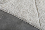 Luxurious Moroccan Rug - 5.2 x 8.6 ft | White with Subtle Diamond Texture