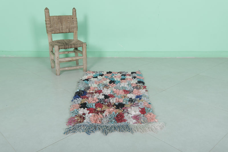 Small Boucherouite Rug 1.8 x 3.3 FT - Vibrant Patchwork Design