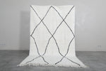 Classic Moroccan Rug - 5 x 7.9 ft | White with Black Diamond Pattern