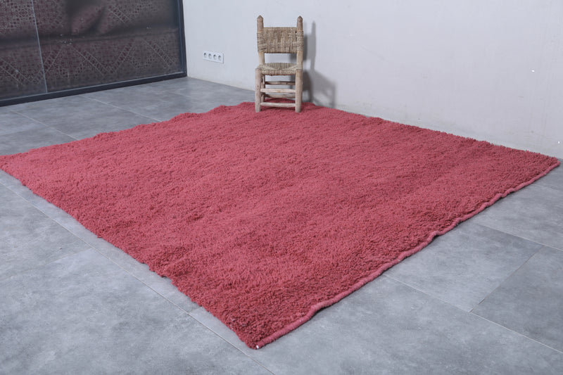 Beni Ourain Moroccan Rug - Handwoven 7 x 7 Feet | Plush Pink Wool Design