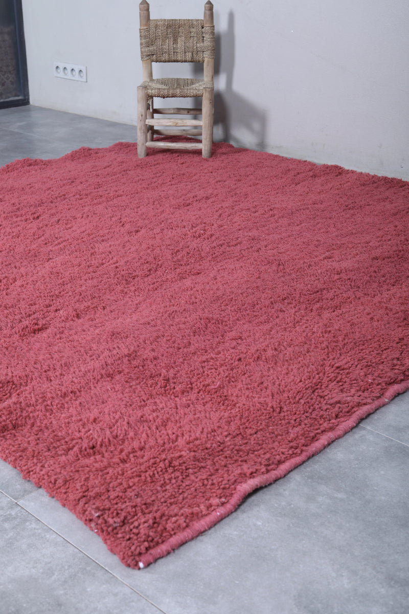 Beni Ourain Moroccan Rug - Handwoven 7 x 7 Feet | Plush Pink Wool Design