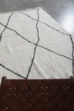 Classic Moroccan Rug - 5 x 7.9 ft | White with Black Diamond Pattern