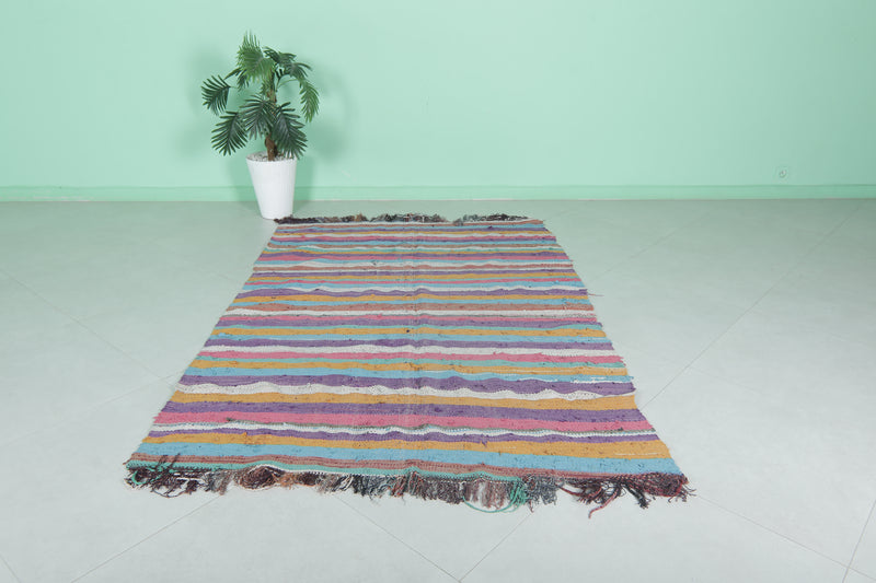 Colorful Berber Moroccan Handwoven Kilim - 4.5 FT X 6.7 FT