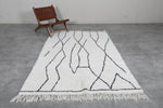 Modern Moroccan Rug - 5.3 x 8 ft | White with Abstract Black Lines