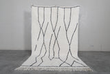 Modern Moroccan Rug - 5.3 x 8 ft | White with Abstract Black Lines