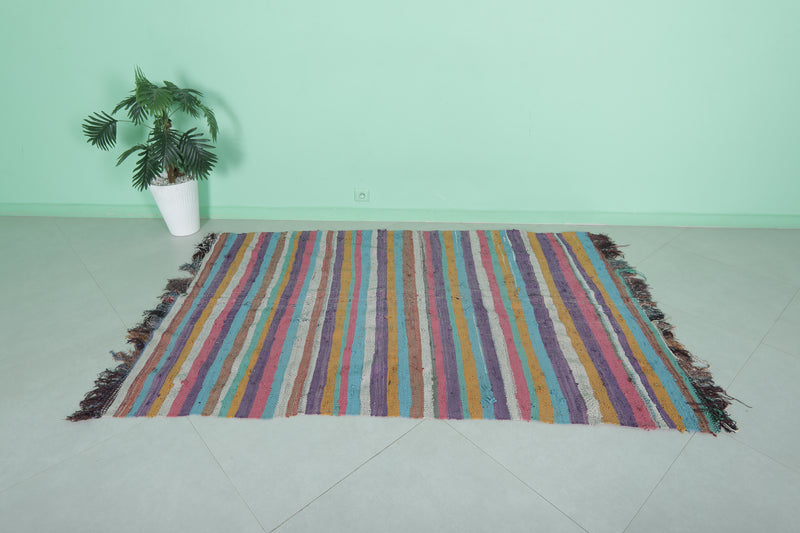 Colorful Berber Moroccan Handwoven Kilim - 4.5 FT X 6.7 FT