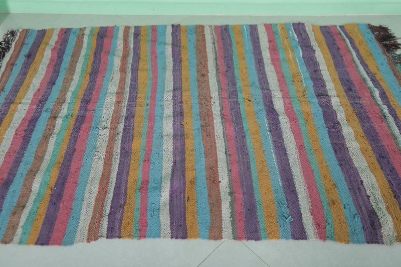 Colorful Berber Moroccan Handwoven Kilim - 4.5 FT X 6.7 FT