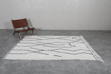 Modern Moroccan Rug - 5.3 x 8 ft | White with Abstract Black Lines