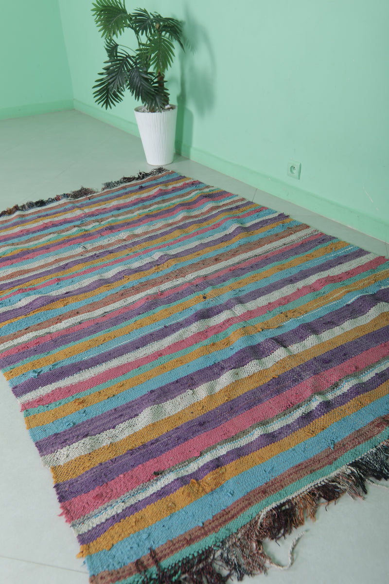 Colorful Berber Moroccan Handwoven Kilim - 4.5 FT X 6.7 FT