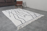 Modern Moroccan Rug - 5.3 x 8 ft | White with Abstract Black Lines