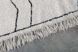 Modern Moroccan Rug - 5.3 x 8 ft | White with Abstract Black Lines