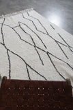 Modern Moroccan Rug - 5.3 x 8 ft | White with Abstract Black Lines