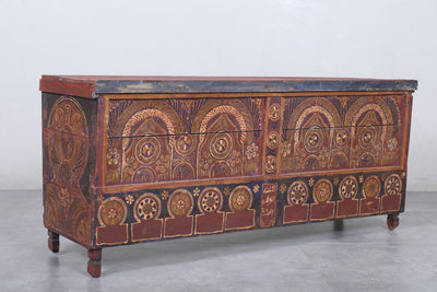 Vintage Moroccan chest  H 22  inches x W 51.1 inches x D 13.7 inches - wood chest