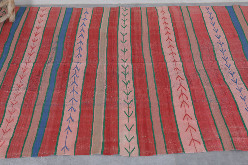 Handwoven Striped Moroccan Kilim Rug - 4.7x7.7 ft