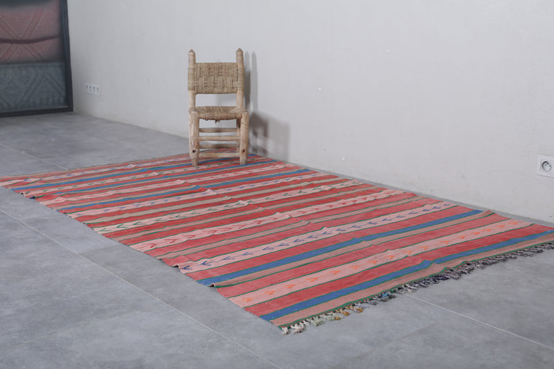 Handwoven Striped Moroccan Kilim Rug - 4.7x7.7 ft