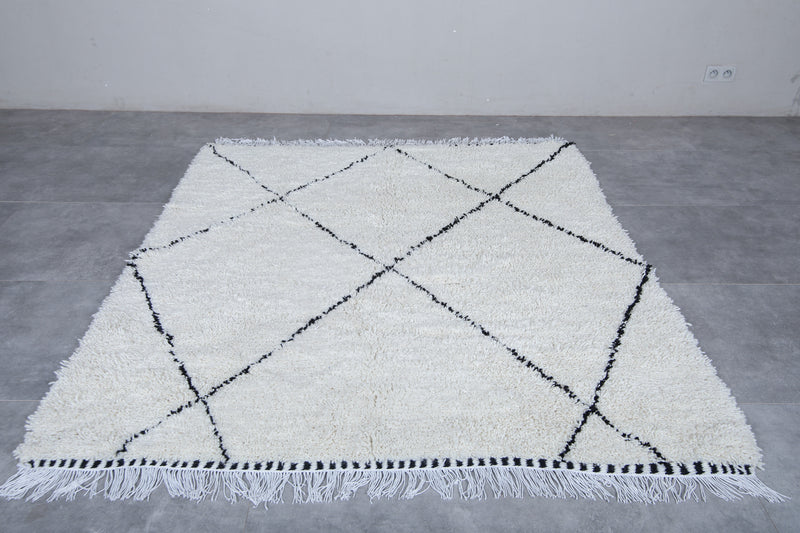 Moroccan Handmade Rug - 6 x 6.9 Feet | Beni Ourain Wool Rug