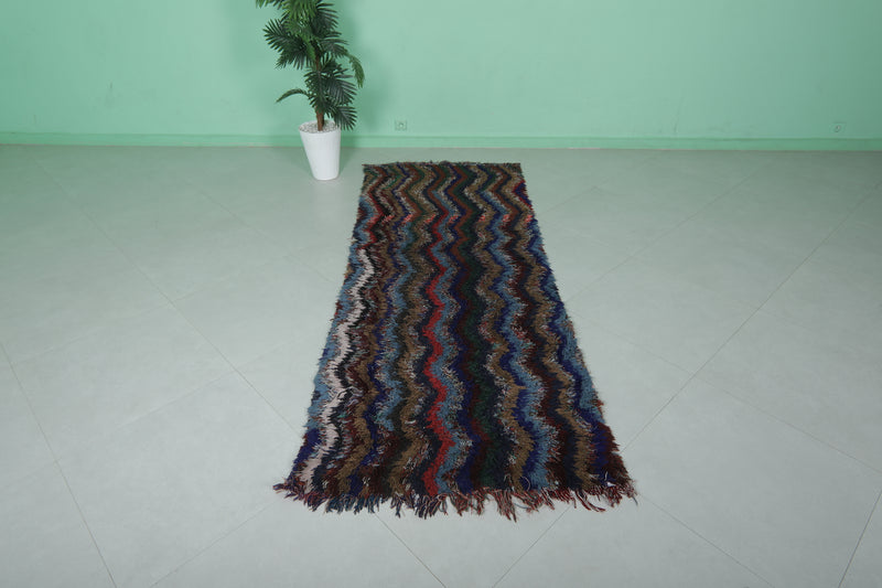 Handmade Runner Rug - 3.1 x 8.3 ft | Multicolor Zigzag Design